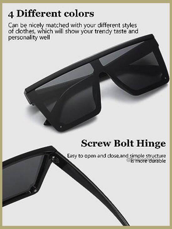 Oversized Flat Top Sunglasses Square Vintage Unisex Shade Large main image 6